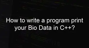 How to write a program print your Bio Data? | Print your Bio Data.